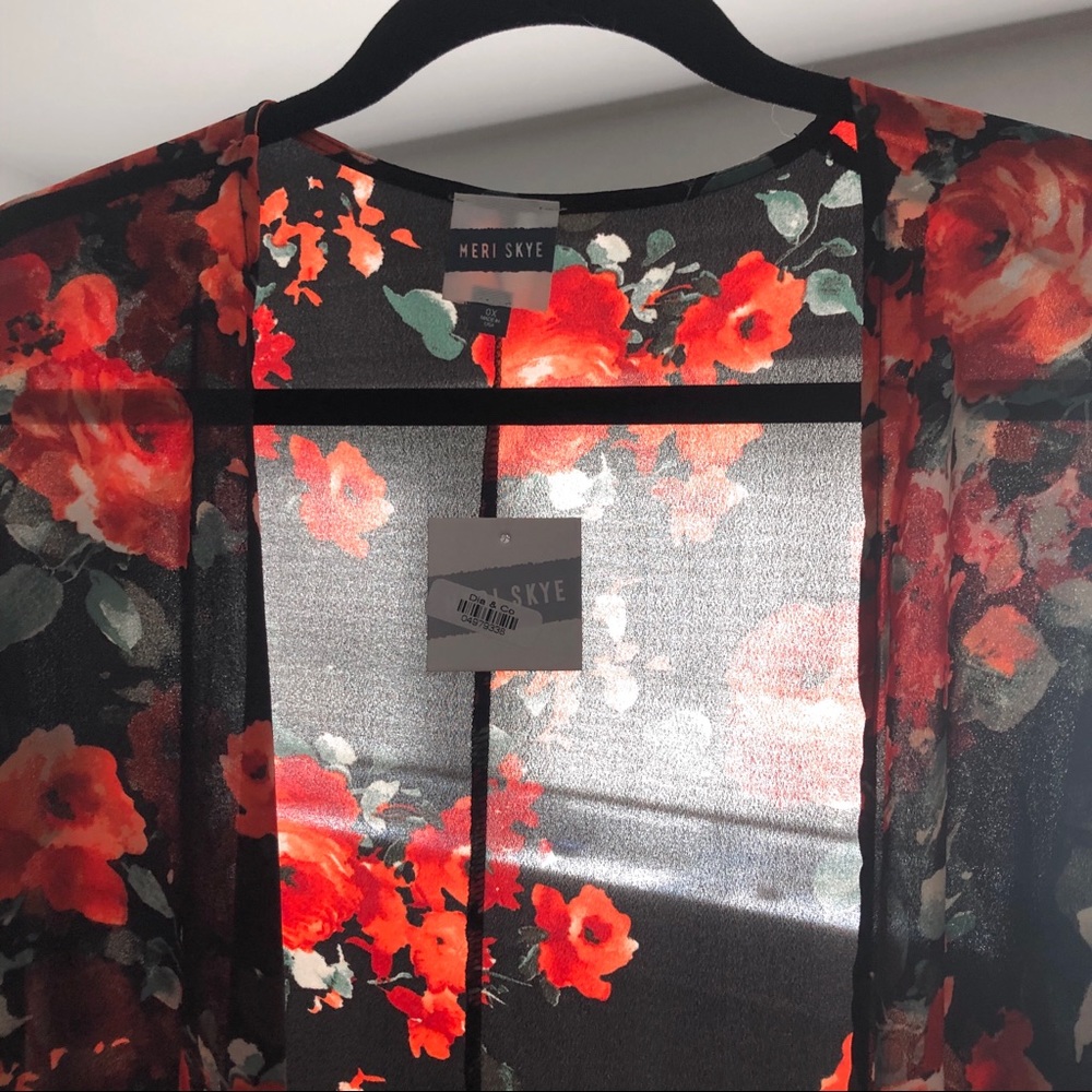 Floral Ruffle Sleeve Kimono - Picture 2 of 4